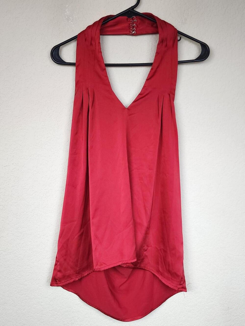Superdown Red Sleeveless V-Neck Top Size L